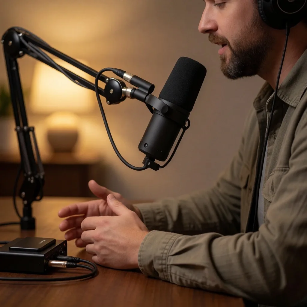 Podcast-Setup mit kabellosem Empfänger